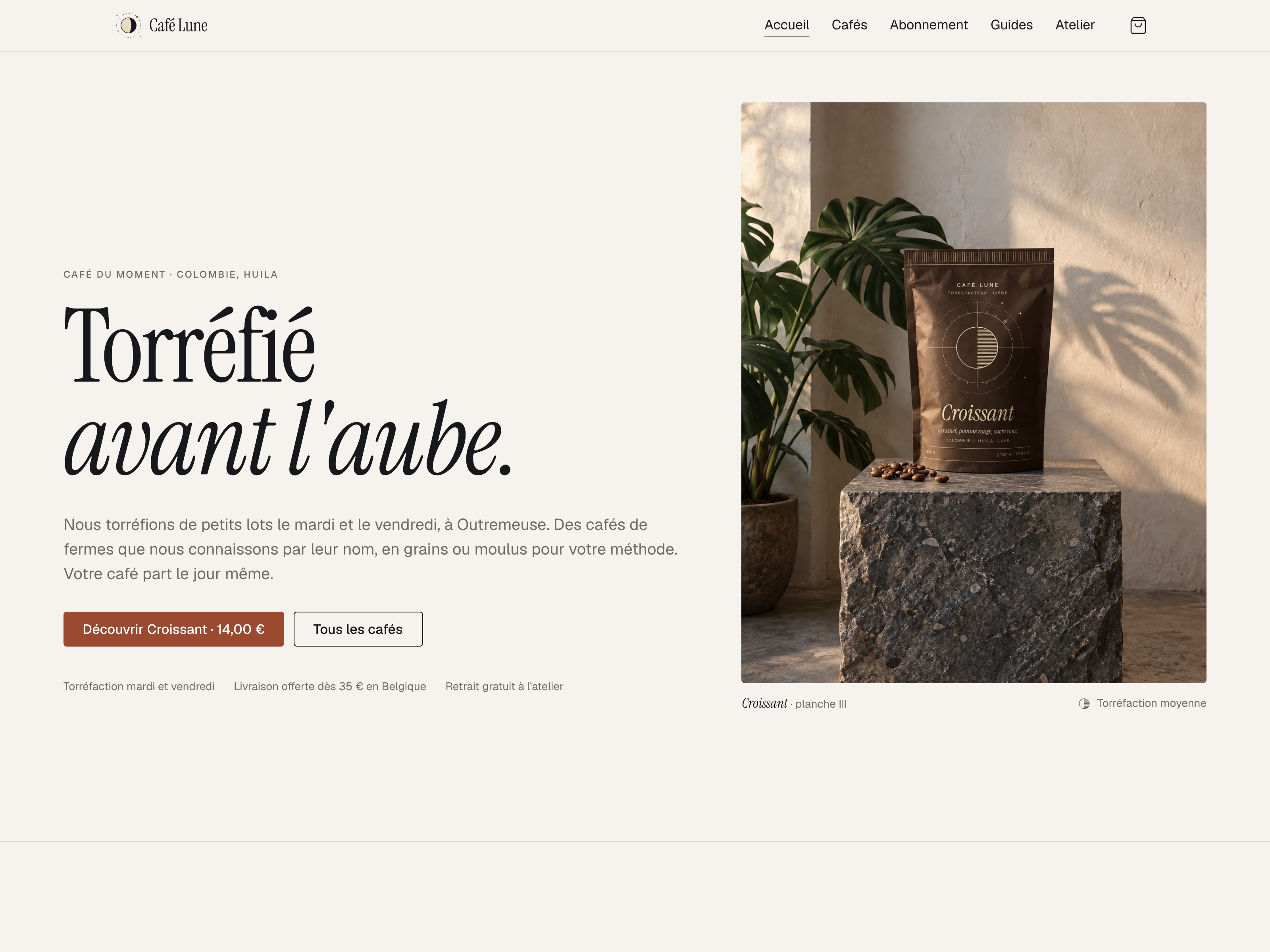 Aperçu du projet Café Lune