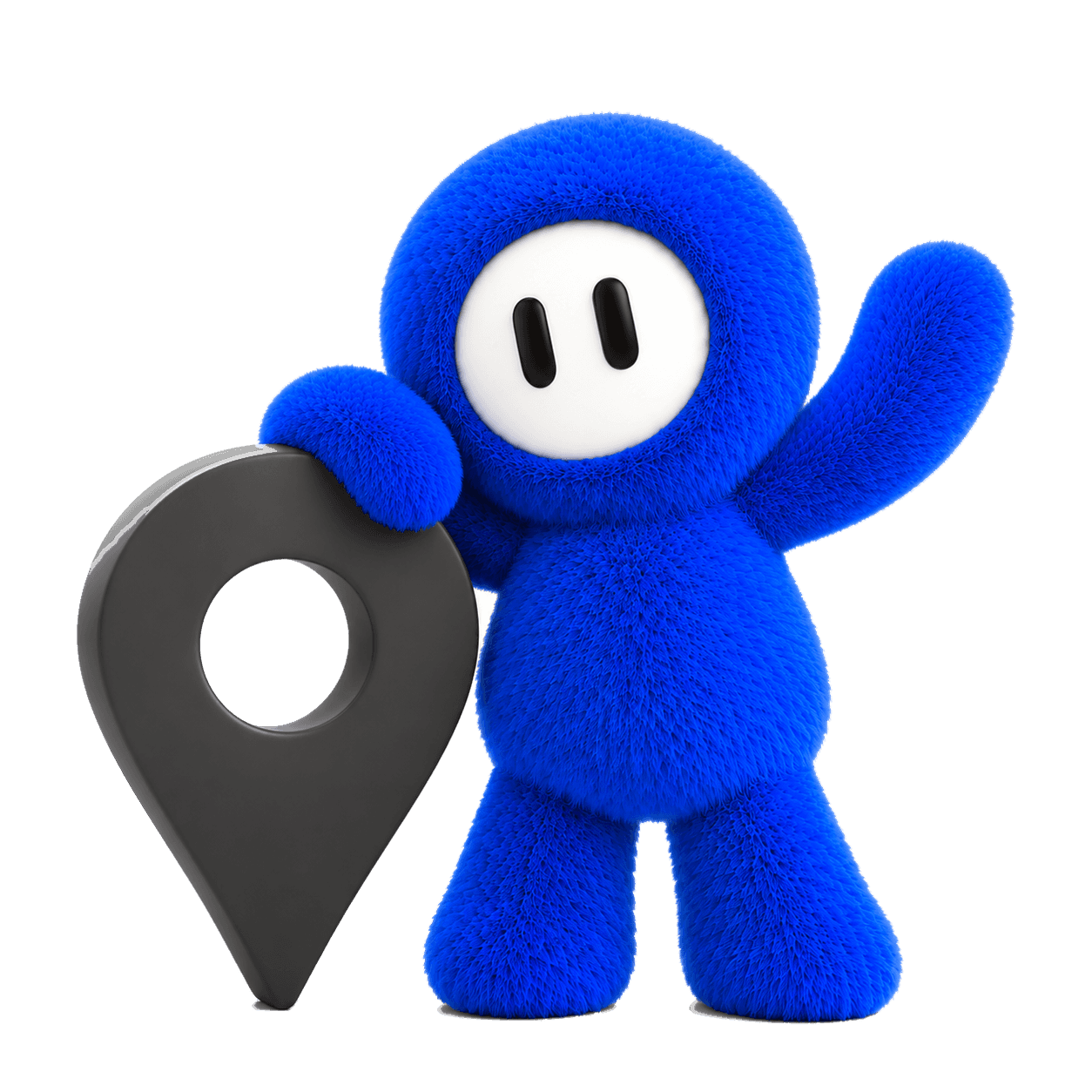 Zed, la mascotte de ZILMA, à côté d'un repère de carte